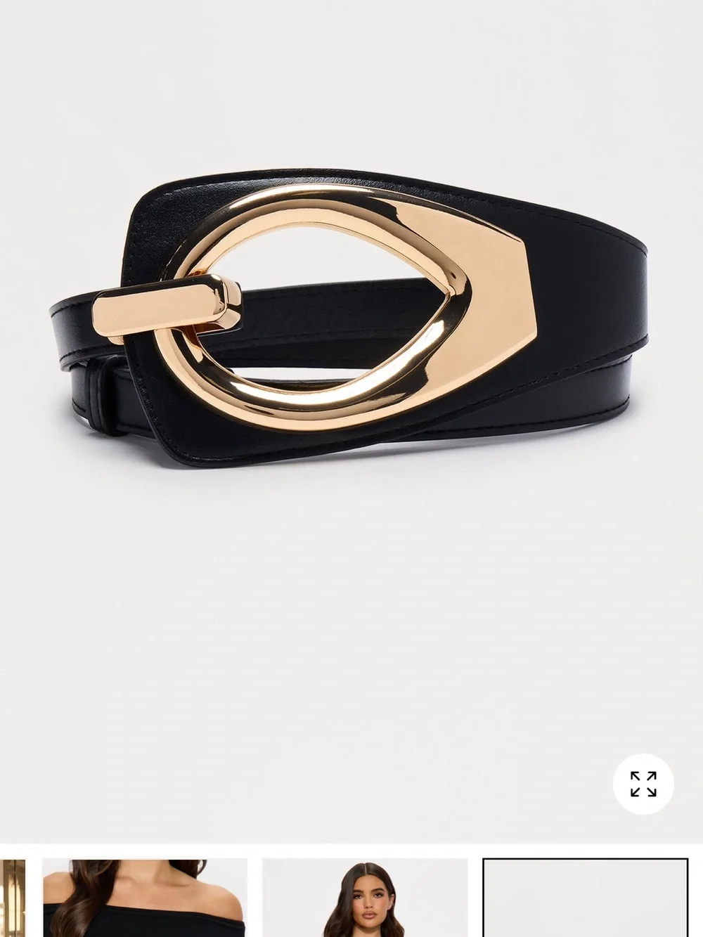 Fashion‎ Nova Black Wide Waist Belt with Gold Oval Buckle